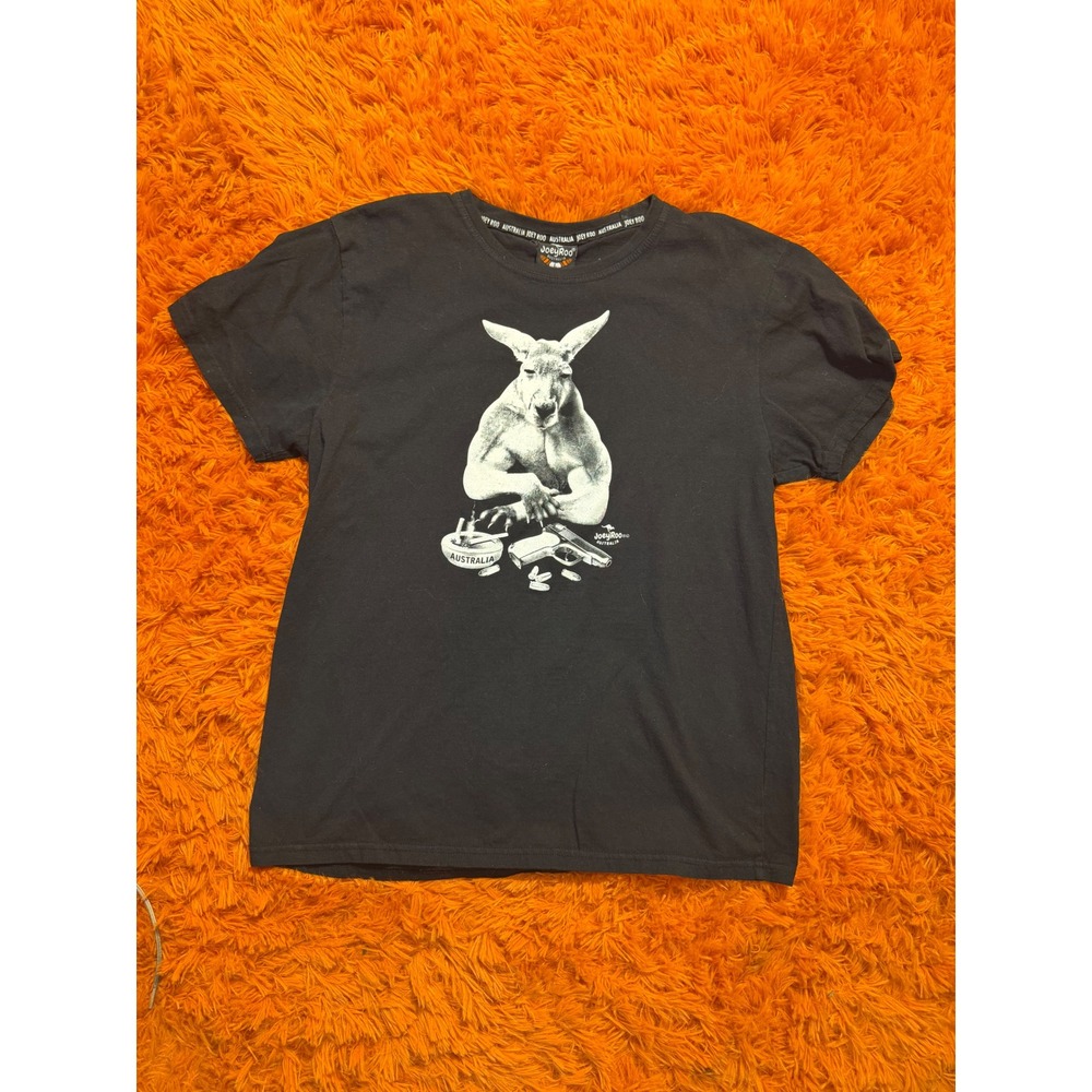 Joey Roo Australia Kangaroo Graphic T-Shirt Black Mens Large Gun Cigarette